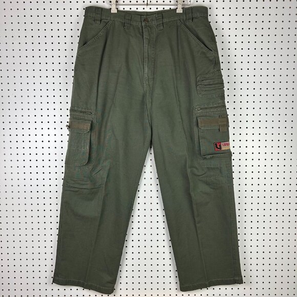 Urban Jeanswear Army Cargo Pants 36x30 Wide Leg Baggy Green Tactical Zip Skater - Picture 1 of 8